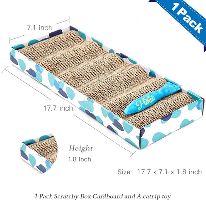 Cat Scratcher Cardboard Reversible Cat Cat Scratch Pad Kitty Corrugated Scratching Bed Catnip Included (1 Pack)