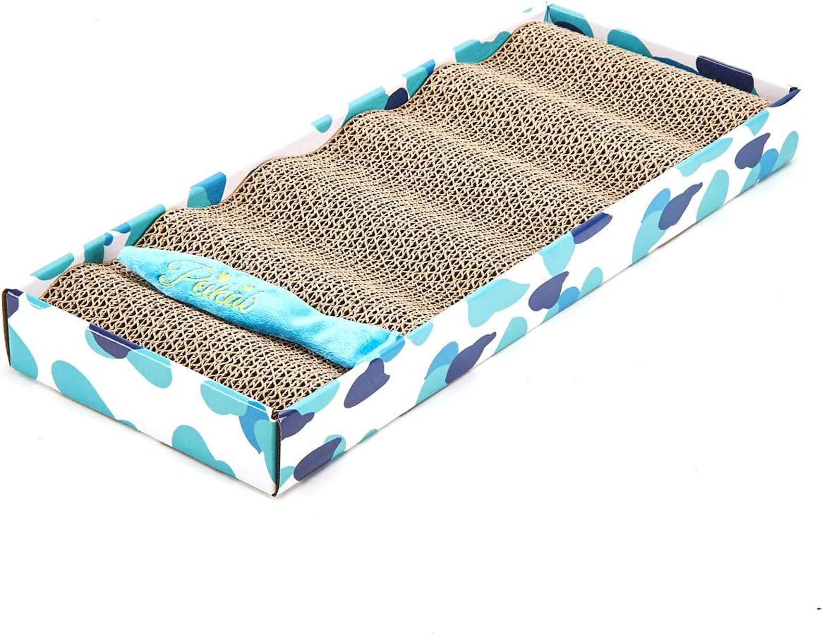 Cat Scratcher Cardboard Reversible Cat Cat Scratch Pad Kitty Corrugated Scratching Bed Catnip Included (1 Pack)